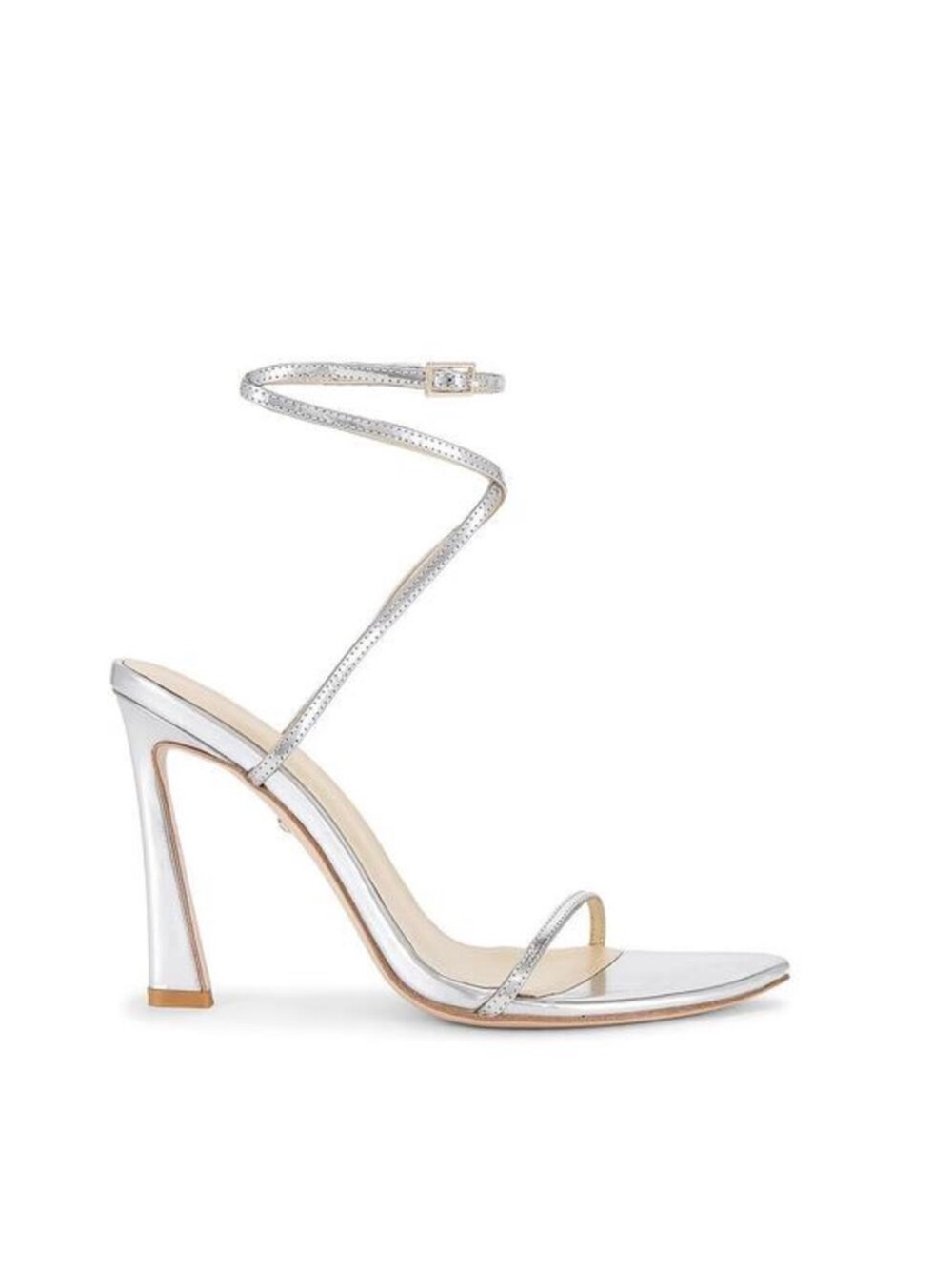 RAYE Moxxi Heels Silver Metallic Size 8 RAYE-WZ2459 Strappy Wrap Around